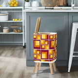 Retro 70s Nordic Trash Can with Lid: Mid-Century Kitchen Office Wastebasket