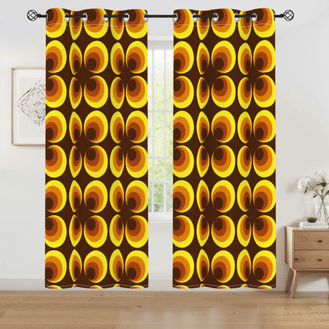 70s Vintage Grommet Curtains: Midcentury Modern Blackout Panels