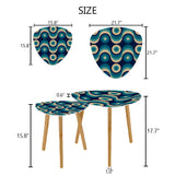 Blue 70s Retro Nesting Coffee Table Set: Midcentury Tripod Side Tables