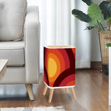 Vibrant 70s Retro Trash Can with Lid: Nordic Midcentury Modern Wastebasket