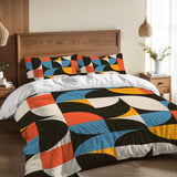 60s Bauhaus Retro Pattern Comforter Set: Queen Size Microfiber Bedding