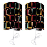 Pair of Retro Linen Shade Wall Sconces - Midcentury Modern Plug-in Lamps