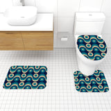 Blue Beige Vintage 70s Bath Mat Set 3pcs | Retro Midcentury Bathroom