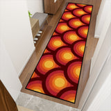 Retro 70s Runner Rug – Midcentury Yellow Red Orange | Multiple Sizes Non-Slip Polyester