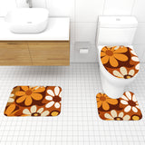Bold Floral 70s Style Bathroom Mat Set | Retro Midcentury 3-Piece Rugs