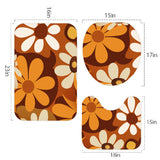 Bold Floral 70s Style Bathroom Mat Set | Retro Midcentury 3-Piece Rugs