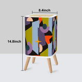 Scandi Square Small Trash Can with Lid, Atomic Mid Century Pattern