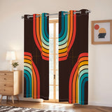 Midcentury Modern Rainbow Blackout Curtains: 70s Retro Multi Sizes Panels