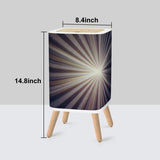 Retro Scandi Square Small Trash Can with Lid, Sunburst Black White