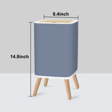 Retro Nordic Square Small Trash Can with Lid, pale blue taupe