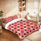 70s Retro Comforter Set: Queen Size Microfiber Bedding with Pink Circle Print