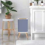 Retro Nordic Square Small Trash Can with Lid, pale blue taupe