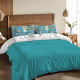 50s Pattern Queen Size Microfiber Comforter Set: Retro Midcentury Bedding