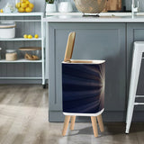 Retro Scandi Square Small Trash Can with Lid, Sunburst Black White