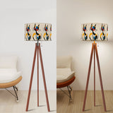 Retro Scandi Tripod Floor Lamp, Mid Century Whimsical Cat Black White
