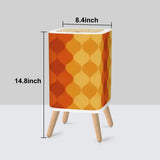 Scandi Square Small Trash Can with Lid, 70s Retro Waves Orange