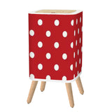 Retro 1950s Square Small Trash Can with Lid, Big Polka Dots Red White