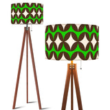 Vintage 60s Atomic Pattern Floor Lamp – Scandinavian Tripod Design, Linen Shade