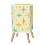 Retro Scandi Square Small Trash Can with Lid, Stars Christmas Celestial Vanilla