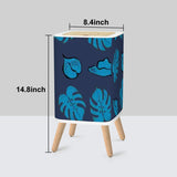 Retro Scandi Square Small Trash Can with Lid, Deep Indigo Oceanic Ink Blue