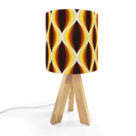 Midcentury Modern Table Lamp – Wood Tripod Base, Linen Shade