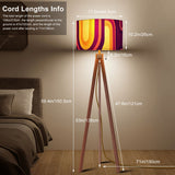70s Retro Tripod Floor Lamp: Orange Burgundy Linen Shade, Smart LED