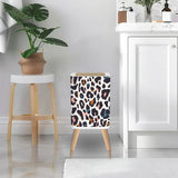 Retro Square Small Trash Can with Lid, Colorful Leopard Pattern