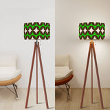 Vintage 60s Atomic Pattern Floor Lamp – Scandinavian Tripod Design, Linen Shade