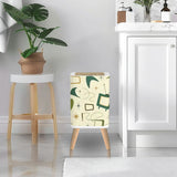 Retro Scandi Square Small Trash Can with Lid, 50s Motif Pattern Beige