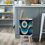 Retro 70s Nordic Trash Can with Lid: Midcentury Modern Wastebasket