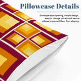 70s Retro Squares Pattern Comforter Set: Midcentury Microfiber Queen Size