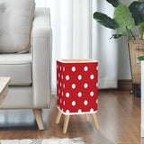 Retro 1950s Square Small Trash Can with Lid, Big Polka Dots Red White