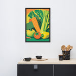 FRAMED Matte Poster 70s KITCHEN Still Life VEGETABLES Orange Yellow Green
