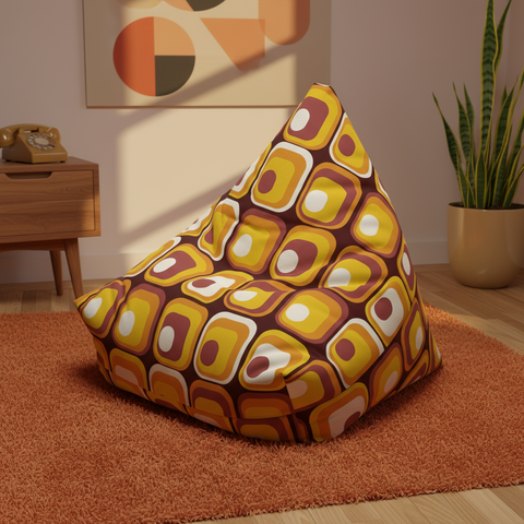 Mid Century Modern Bean Bag Chair Cover – Retro 70s Vintage Lounge Seat