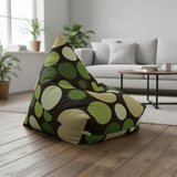 Midcentury 70s Triangle Nesting Coffee Table Set - Green Polka Dot Accent