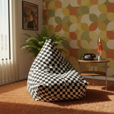 Black White Retro 60s Mod Style | Chessboard Bean Bag Chair Cover in 2 Sizes