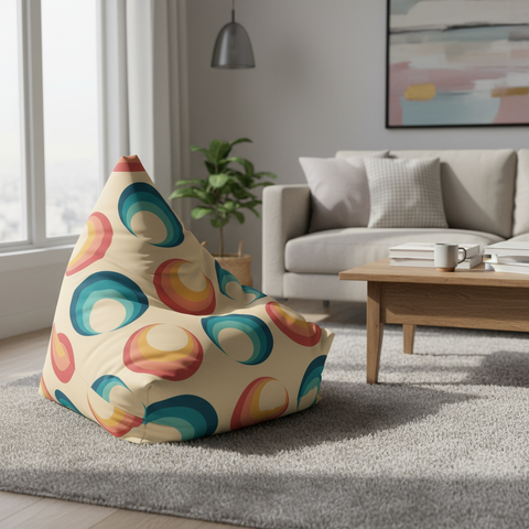 Retro 70s Bean Bag Chair Cover – Midcentury Modern Floor Seat