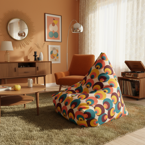 Mid Century Modern Bean Bag Chair Cover – Retro 70s Vintage Lounge Seat