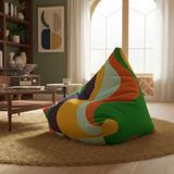 Retro 70s Psychedelic Bean Bag Chair Cover | Cozy Floor Seating 2 Sizes