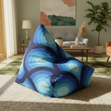 70s Retro Peacock Eye Home Decor Bean Bag Cover – Blue Midcentury Modern Seat
