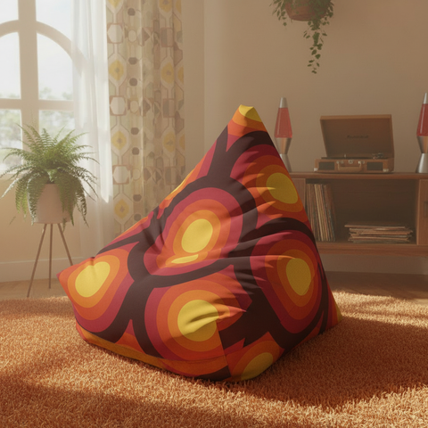 Bold 70s RETRO Bean Bag Chair Cover - Colorful Midcentury Decor, 2 sizes