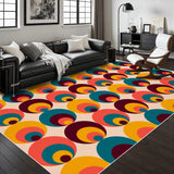 Atomic Midcentury Area Rug 48"x72" – White Border Retro Modern Design