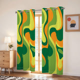 Psychedelic 70s Midcentury Blackout Curtains: Vibrant Retro Multi Sizes Drapes