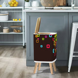 Scandi Midcentury Modern Trash Can with Lid: Retro Nordic Wastebasket