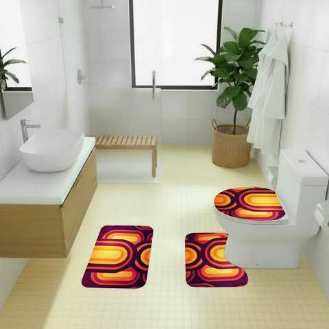 Retro 70s Bathroom Rug Set 3-Piece | Midcentury Home Decor
