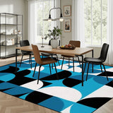 Blue Black White Bauhaus Style Retro Tripod Nesting Coffee Table Set