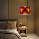 Vibrant 70s Retro Trash Can with Lid: Nordic Midcentury Modern Wastebasket