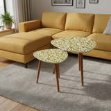 Retro 70s Daisy Nesting Coffee Table Set: Mid-Century Modern Side Tables