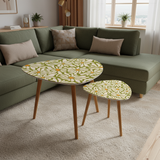 Retro 70s Daisy Nesting Coffee Table Set: Mid-Century Modern Side Tables