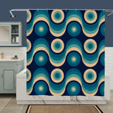 Blue Midcentury Modern Blackout Curtains: 70s Retro Multi Sizes Panels